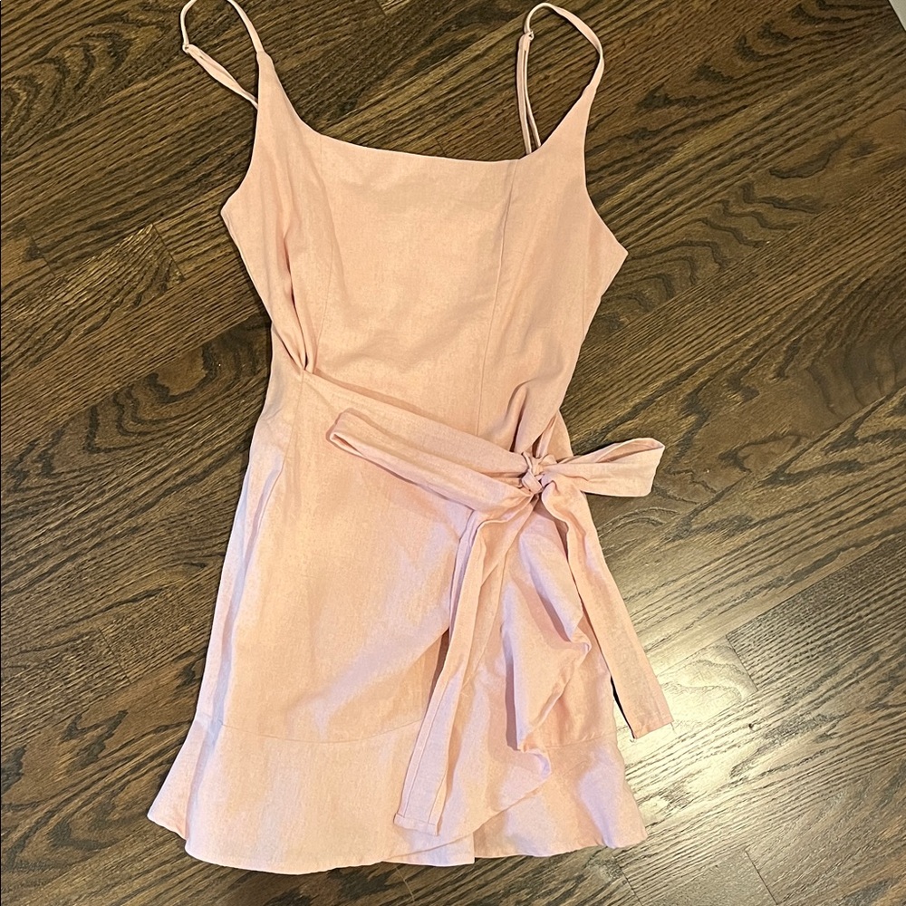 Princess Polly Light Pink Wrap Mini Dress